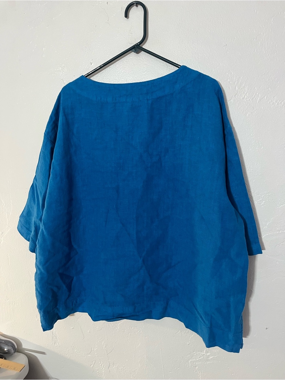 Bryn Walker Cobalt Royal Relaxed Blue 100% Linen Boatneck Oversized Top USA Made - Picture 6 of 14